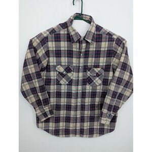 VTG Carhartt Men's Union Made USA Pearl Snap Western Flannel Lined Shirt, XL